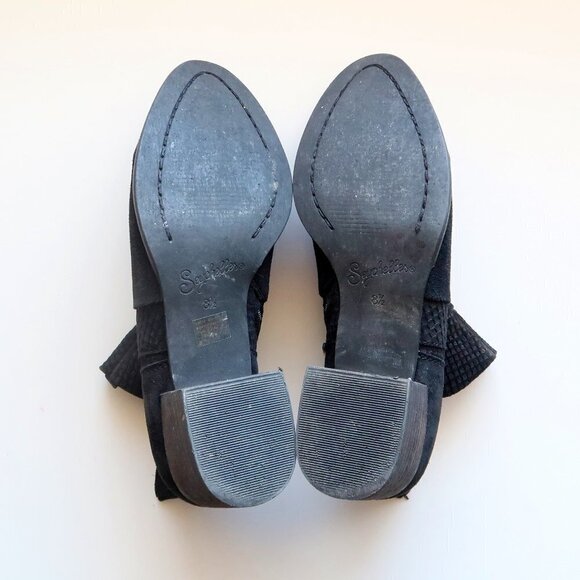 Seychelles Revolve Black Suede Leather Block Heel Ankle Boots / Booties Size 8.5 - Picture 6 of 12